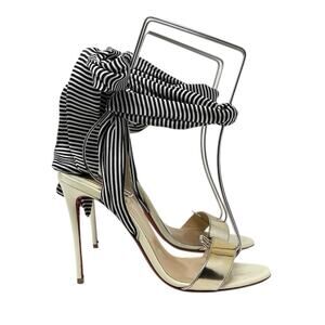 Christian Louboutin Du Desert 100mm Ankle Wrap Sandals Gold Striped